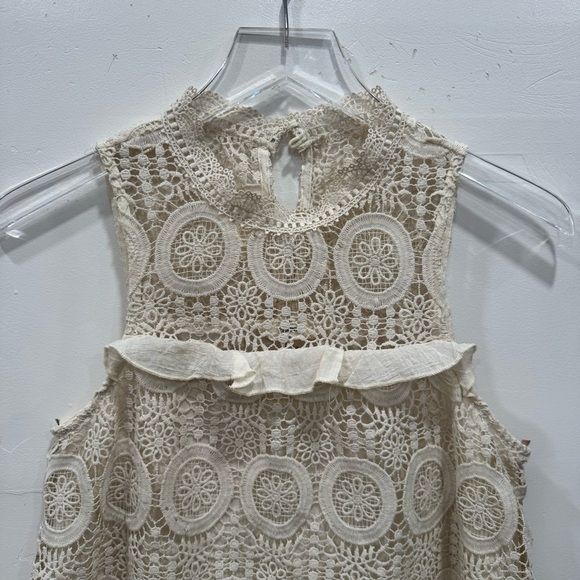 Entro Crochet Lace Sleeveless Layered Tank Top Cream Tan Small - Picture 3 of 6